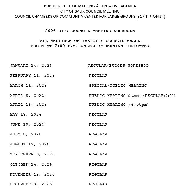 Council Meeting Schedule