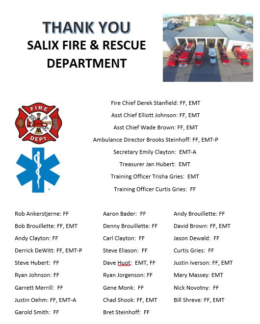 list of names of fire and ems volunteers