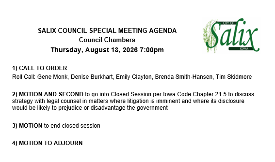 Special Meeting Agenda