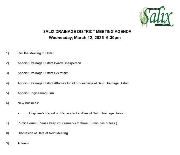 Drainage District Agenda