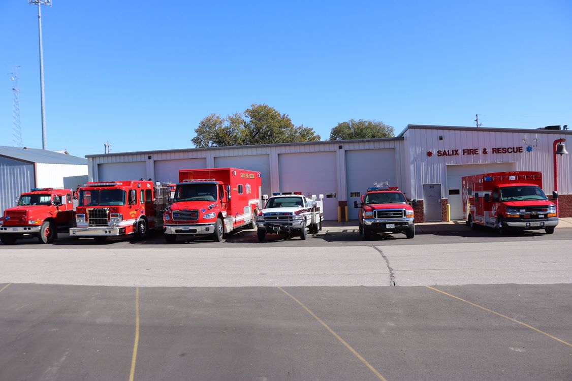 Fire Department trucks in front of Fire Station