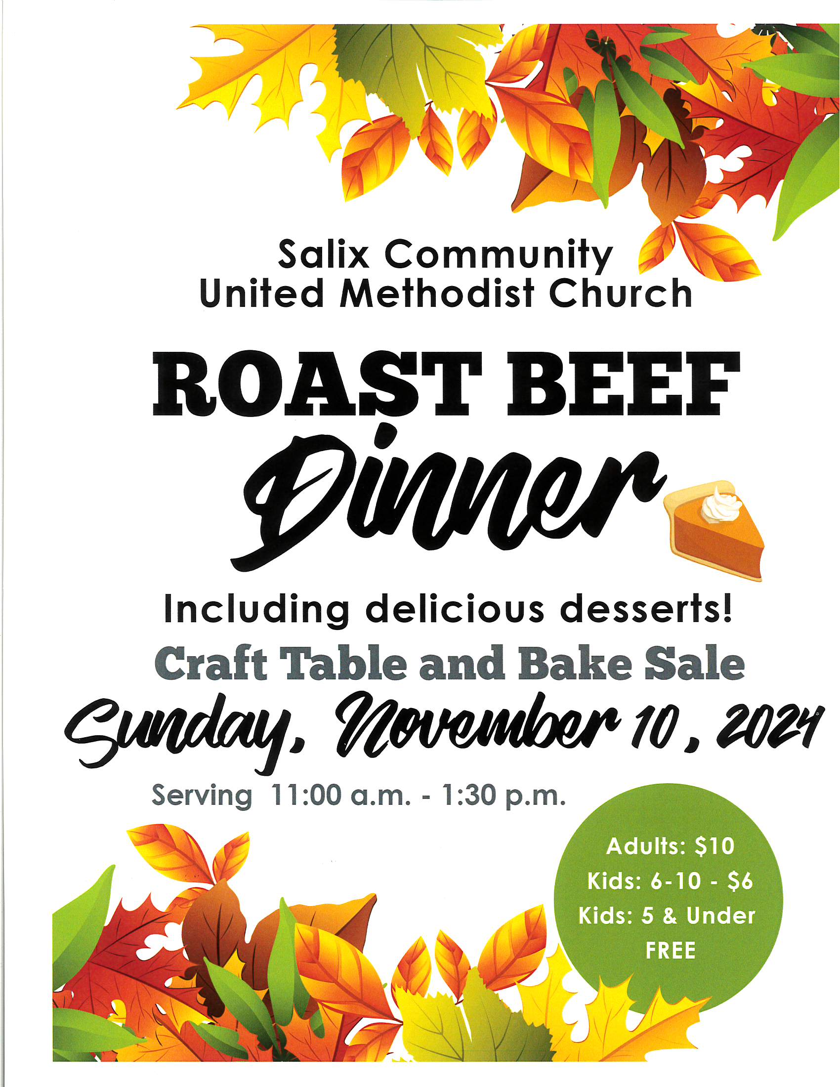 church roast beef dinner flyer